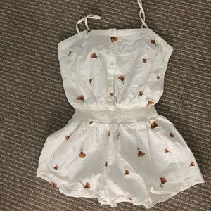white marigold embroidered spaghetti strap romper